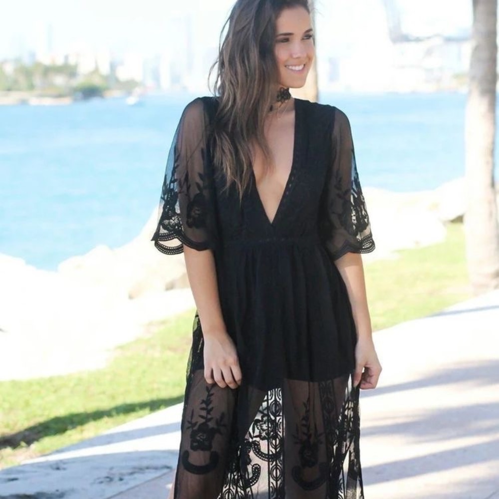 Honey Punch Dark Teal lace Romper